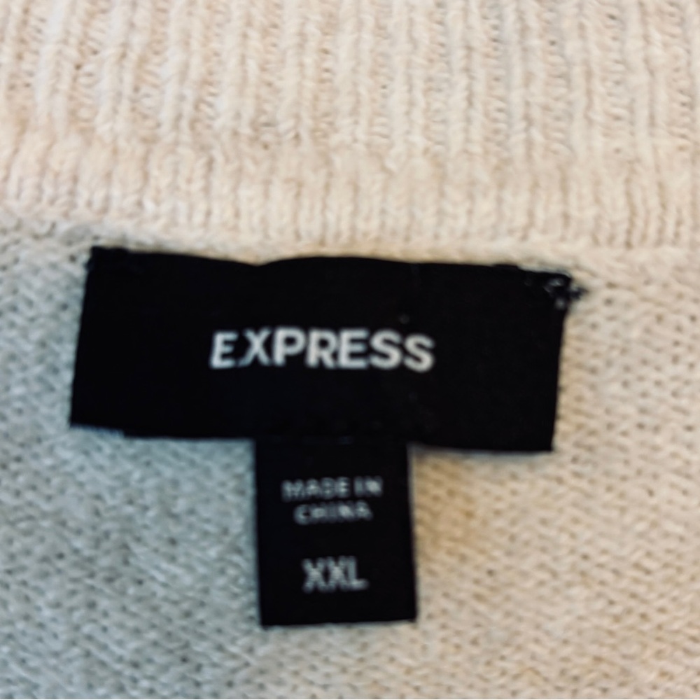 Express Cream Knit Sweater with sparkle black bow details - Picture 7 of 8